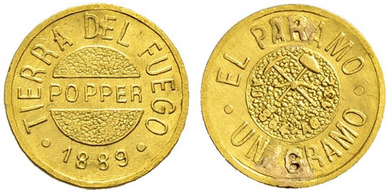 ARGENTINIEN 
 Buenos Aires 
 Token 1889, Buenos Aires. Julius Popper Gold Gram...