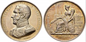 BELGIEN 
 Königreich 
 Leopold I. 1831-1865. 
 Silbermedaille 1835. Auf das Gesetz zum Eisenbahnsystem vom Mai 1834. Stempel von Braemt. Uniformier...