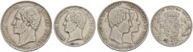 BELGIEN 
 Lot 
 Diverse Münzen. 2 1/2 Francs 1849. 5 Francs 1853. Hochzeit. Sehr schön / Very fine.(2)