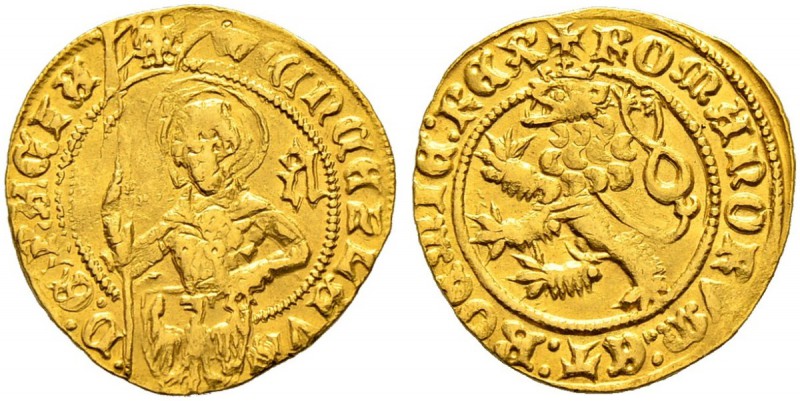 BÖHMEN 
 Wenceslaus IV. 1378-1419. 
 Goldgulden o. J, Auerbach. 3.52 g. Weille...