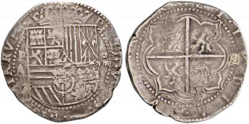 BOLIVIEN 
 Felipe II. 1556-598. 
 8 Reales o. J., Potosi. Assayer A. 26.40 g. ...