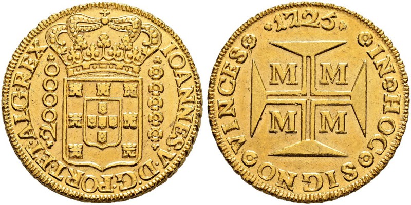 BRASILIEN 
 João V. 1706-1750. 
 20000 Reis 1725, Minas Gerais. 53.35 g. Russo...