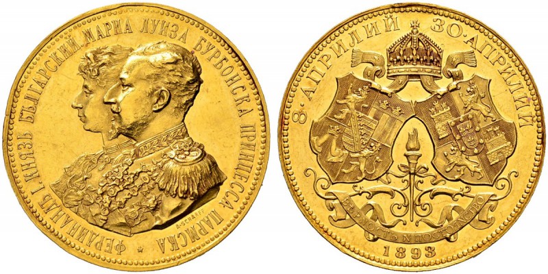 BULGARIEN 
 Ferdinand I. 1887-1918. 
 Goldmedaille 1893. Auf seine Vermählung ...