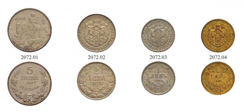 BULGARIEN 
 Boris III. 1918-1943. 
 Diverse Münzen. 2 Lewa 1925. 1 Lew 1925 (C...