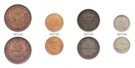 BULGARIEN 
 Lots 
 Diverse Münzen. 2 Stotinki 1881. 5 Stotinki 1881. 10 Stotinki 1881. 50 Stotinki 1883. KM 1, 2, 3, 6. Gutes vorzüglich-fast FDC / ...