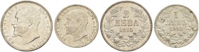 BULGARIEN 
 Lots 
 Diverse Münzen. 2 Lewa 1913. 1 Lew 1913. KM 32, 31. Gutes vorzüglich-fast FDC / Good extremely fine-about uncirculated.(2)