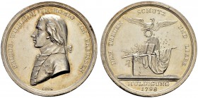 DEUTSCHLAND 
 Brandenburg-Preussen, Markgrafschaft, 1417 Kurfürstentum, 1701 Königreich 
 Friedrich Wilhelm III. 1797-1840. 
 Silbermedaille 1798. ...