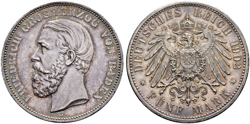 DEUTSCHES KAISERREICH 
 Baden, Grossherzogtum 
 Friedrich I. 1852-1907. 
 5 M...
