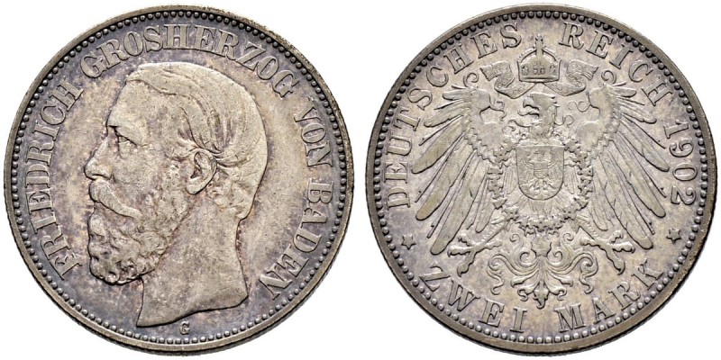 DEUTSCHES KAISERREICH 
 Baden, Grossherzogtum 
 Friedrich I. 1852-1907. 
 2 M...