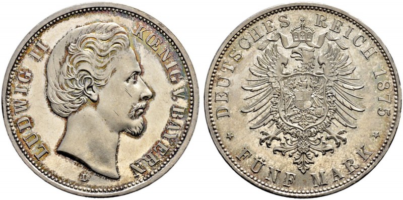 DEUTSCHES KAISERREICH 
 Bayern, Königreich 
 Ludwig II. 1864-1886. 
 5 Mark 1...