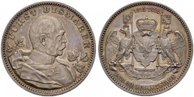 DEUTSCHES KAISERREICH 
 Preussen, Königreich 
 Wilhelm II. 1888-1918. 
 Silbermedaille 1895. Auf den 80. Geburtstag von Bismarck. W. Mayer, Stuttga...