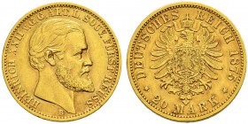 DEUTSCHES KAISERREICH 
 Reuss, Ältere Linie (-Greiz), Fürstentum 
 Heinrich XXII. 1859-1902. 
 20 Mark 1875, B Hannover. 7.92 g. J. 254. KM 125. Fr...