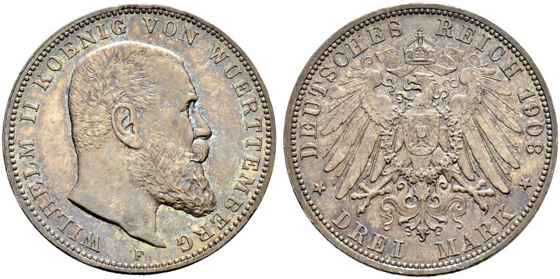 DEUTSCHES KAISERREICH 
 Württemberg, Königreich 
 Wilhelm II. 1891-1918. 
 3 ...