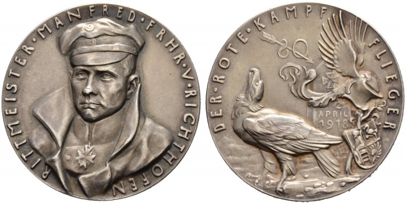 DEUTSCHLAND - 1. Weltkrieg 
 Silbermedaille 1918. Auf den Tod von Manfred von R...