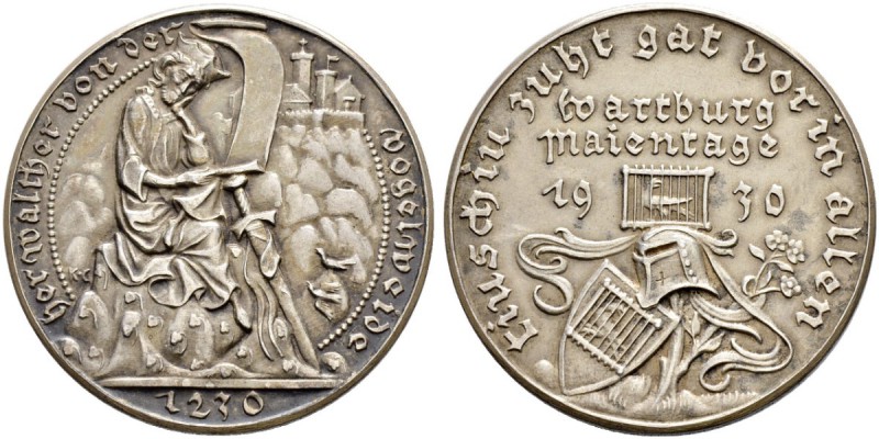 DEUTSCHLAND - Weimarer Republik 
 Silbermedaille 1930. Maientage auf der Wartbu...