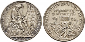 DEUTSCHLAND - Weimarer Republik 
 Silbermedaille 1930. Maientage auf der Wartburg. Stempel von K. Goetz. Walther von der Vogelweide auf Fels sitzend....