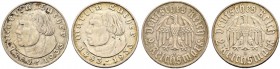 DEUTSCHLAND - Drittes Reich 
 2 Reichsmark 1933, Berlin und Hamburg. Zum 450. Geburtstag von Martin Luther. J. 352. Sehr schön- vorzüglich / Very fin...