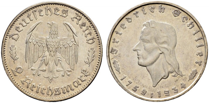 DEUTSCHLAND - Drittes Reich 
 2 Reichsmark 1934, Stuttgart. Zum 175. Geburtstag...