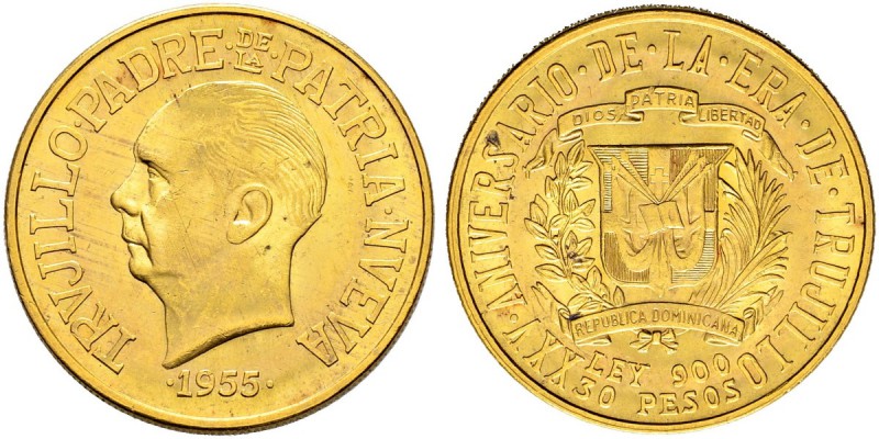 DOMINIKANISCHE REPUBLIK 
 30 Pesos 1955. 25. Regierungsjubiläum von Trujillo. 2...