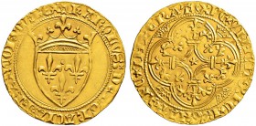 FRANKREICH 
 Königreich 
 Charles VII. 1422-1461. 
 Ecu d'or à la couronne o. J. 3.80 g. Duplessy 453. Fr. 306. Fast vorzüglich / Almost extremely ...