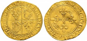 FRANKREICH 
 Königreich 
 François I. 1515-1547. 
 Ecu d'or au soleil du Dauphiné o. J., Crémieu. 4. Typ, 3. Emission nach 1528. Duplessy 785. Fr. ...