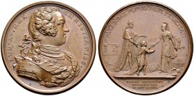 FRANKREICH 
 Königreich 
 Louis XV. 1715-1774. 
 Bronzemedaille 1736. Auf die Erziehung des Dauphins. Stempel von J. Le Blanc. Geharnischtes Brustb...