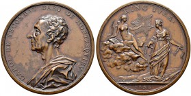 FRANKREICH 
 Königreich 
 Louis XV. 1715-1774. 
 Bronzemedaille 1753. Auf Montesquieu. Stempel von I. Dassier. Brustbild nach links. Rv. Frau auf W...