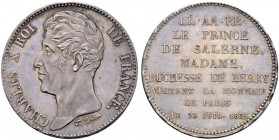 FRANKREICH 
 Königreich 
 Charles X. 1824-1830. 
 5 Francs 1825. Auf den Münzbesuch des Prinzen von Salerne und der Herzogin von Berry. 24.96 g. Ga...