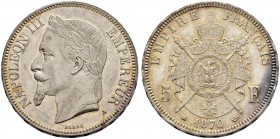 FRANKREICH 
 Königreich 
 II. Kaiserreich. Napoleon III. 1852-1870. 
 5 Francs 1870, A Paris. 25.00 g. Gadoury 739. Dav. 96. Kleine Kratzer / Minor...