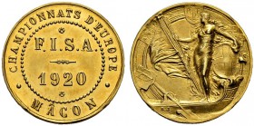 FRANKREICH 
 Mâcon 
 Goldmedaille 1920. Europameisterschaft im Rudern. F.I.S.A. 3.49 g. Vorzüglich-FDC / Extremely fine- uncirculated.