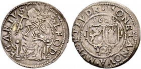 SAMMLUNG ELSASS 
 Murbach und Lüders, Abtei 
 Erzherzog Leopold V. von Österreich, 1614-1626. 
 Doppelbatzen 1624, Guebwiller. 2.92 g. Divo 92 var....