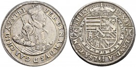 SAMMLUNG ELSASS 
 Vordere Landgrafschaft Elsass / Ensisheim 
 Erzherzog Ferdinand II. 1564-1595. 
 Taler o. J., Ensisheim. In den beiden D von FERD...