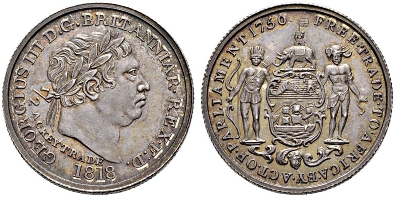 GOLDKÜSTE 
 British Outpost 1750-1874 
 Georg III. 1760-1820. 
 1/2 Ackey 181...