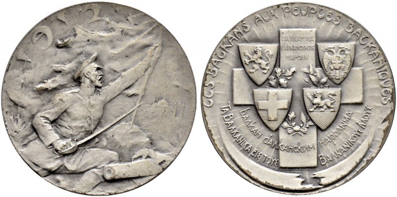 GRIECHENLAND 
 Georg I. 1863-1913. 
 Silbermedaille 1912. Auf den Balkankrieg....