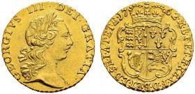GROSSBRITANNIEN 
 George III. 1760-1820. 
 1/4 Guinea 1762. 2.09 g. S. 3741. Fr. 368. Vorzüglich / Extremely fine.