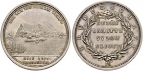 GROSSBRITANNIEN 
 George III. 1760-1820. 
 Silbermedaille 1782. Verteidigung von Gibraltar. Stempel von L. Pingo. Ansicht von Gibraltar, im Vorder­g...