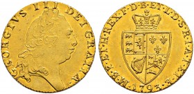 GROSSBRITANNIEN 
 George III. 1760-1820. 
 Guinea 1793. 8.38 g. S. 3729. Fr. 356. Vorzüglich-FDC / Extremely fine-uncirculated.