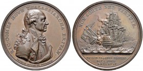 GROSSBRITANNIEN 
 George III. 1760-1820. 
 Bronzemedaille 1794. Auf den Seesieg der englischen Flotte über die französische Flotte. Stempel von C. H...