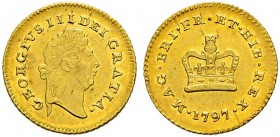 GROSSBRITANNIEN 
 George III. 1760-1820. 
 1/3 Guinea 1797. 2.79 g. S. 3738. Fr. 365. Vorzüglich / Extremely fine.
