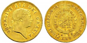 GROSSBRITANNIEN 
 George III. 1760-1820. 
 1/2 Guinea 1813. 4.18 g. S. 3737. Fr. 364. Gutes vorzüglich / Good extremely fine.