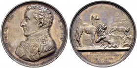 GROSSBRITANNIEN 
 George III. 1760-1820. 
 Silbermedaille 1799 (1820). Auf den Seesieg bei Akkon. Stempel von G. Mills / N. G. A. Brenet. Brustbild ...