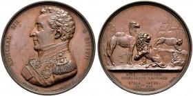 GROSSBRITANNIEN 
 George III. 1760-1820. 
 Bronzemedaille 1799 (1820). Auf den Seesieg bei Akkon. Stempel von G. Mills / N. G. A. Brenet. Brustbild ...