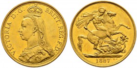 GROSSBRITANNIEN 
 Victoria, 1837-1901. 
 2 Pounds 1887. Jubilee head. 15.98 g. S.3865. Schl. 342. Fr. 391. Rv. Kratzer / Scratch on rev. Fast vorzüg...