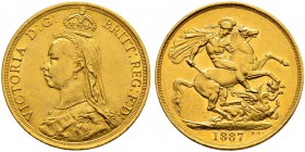 GROSSBRITANNIEN 
 Victoria, 1837-1901. 
 2 Pounds 1887. Jubilee head. 15.98 g. S.3865. Schl. 342. Fr. 391. Sehr schön-vorzüglich / Very fine-extreme...