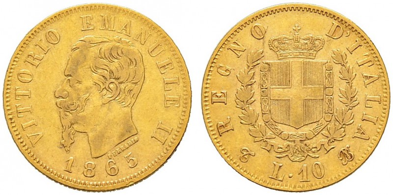 ITALIA 
 Regno d'italia 
 Vittorio Emanuele II. 1859-1878. 
 10 Lire 1865, To...