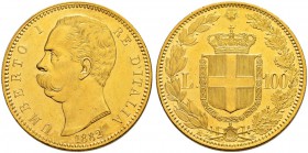 ITALIA 
 Regno d'italia 
 Umberto I. 1878-1900. 
 100 Lire 1882, Roma. 32.19 g. Nomisma 971. Fr. 18. Spl/Fdc.