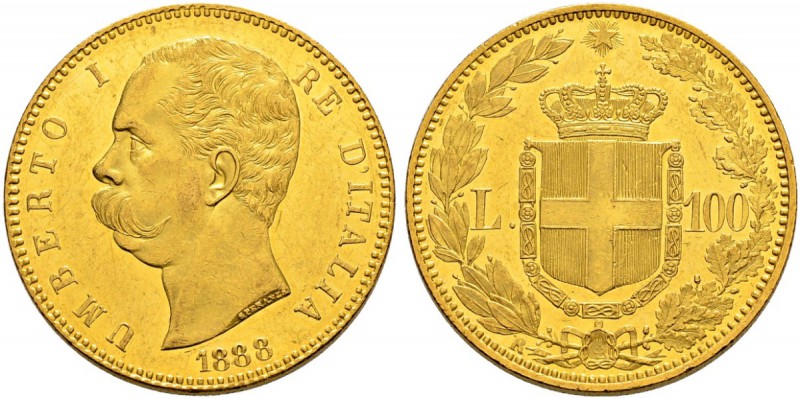 ITALIA 
 Regno d'italia 
 Umberto I. 1878-1900. 
 100 Lire 1888, Roma. 32.28 ...