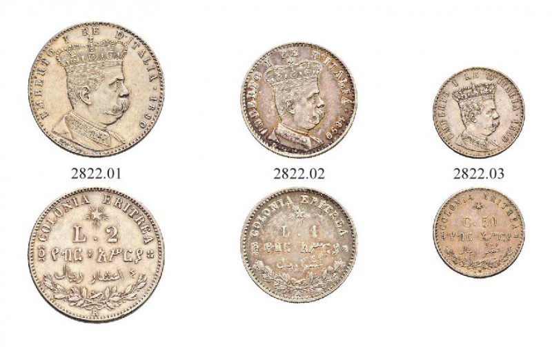 ITALIA 
 Regno d'italia 
 Umberto I. 1878-1900. 
 2 Lire 1890, Roma. 1 Lira 1...