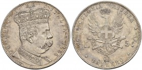 ITALIA 
 Regno d'italia 
 Umberto I. 1878-1900. 
 5 Lire 1891, Roma. Per Eritrea. 28.06 g. Nomisma 1037. Pag. 630. BB/Spl.