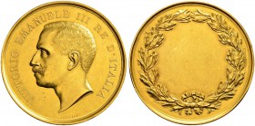 ITALIA 
 Regno d'italia 
 Vittorio Emanuele III. 1900-1946. 
 Medaglia in oro s. d. Medaglia d'onore. Opus Speranza. 51.87 mm. 70.56 g. Raro. Spl.